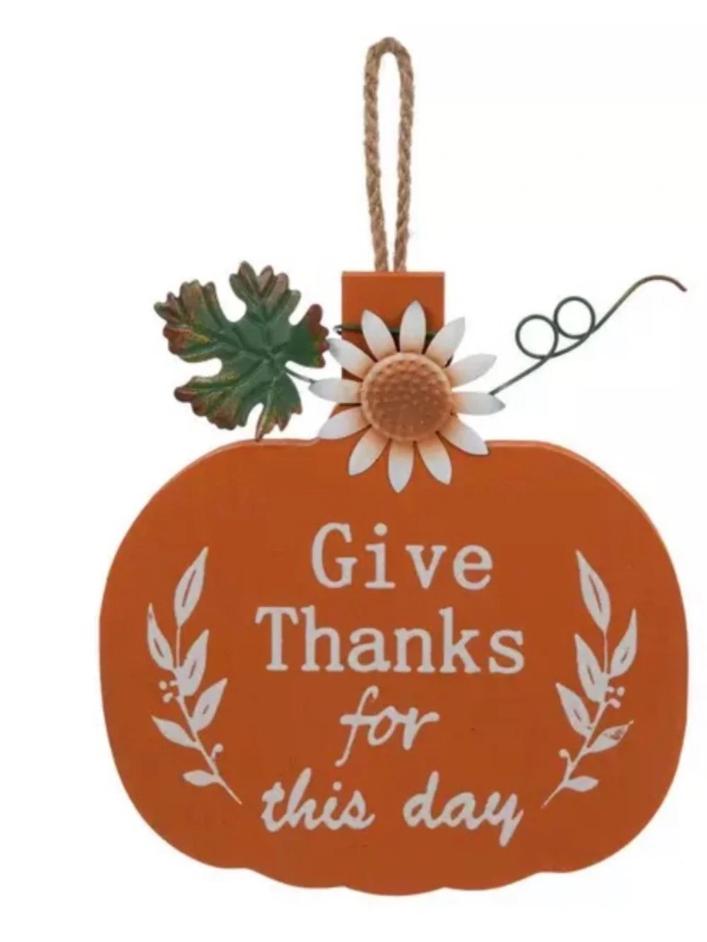 Give Thanks Orange Pumpkin Wall Sign